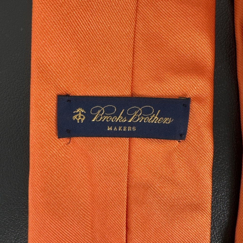 Brooks Brothers Makers Orange Silk Repp Tie Made in USA English Fabric 3.75 W - Picture 2 of 6